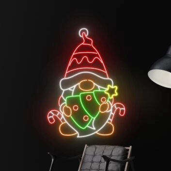Santa Claus Hug Christmas Tree Led Neon Sign