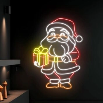 Santa Claus With Gift Led Neon Sign Santa Claus Christmas Led Sign