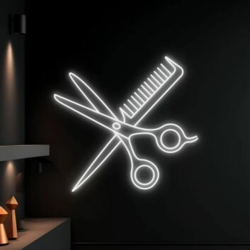Scissors And Comb Neon Led Sign Welcome Spa Logo Deco Barber Led Neon Light