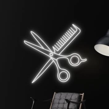 Scissors And Comb Neon Led Sign Welcome Spa Logo Deco Barber Led Neon Light