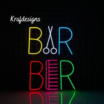 Scissors Comb Neon Led Sign Barbershop Wall Art Decor