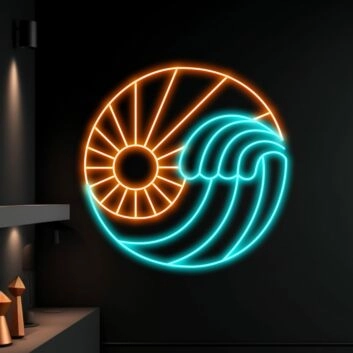 Sea With The Sun Led Sign Summer Beach Lover Neon Light Sunset Led Sign Room Decor