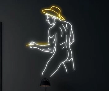 Sexy Bikini Cowboy Man Texas Led Neon Sign Sexy Body Gay Man Cowboy Hat Led Sign