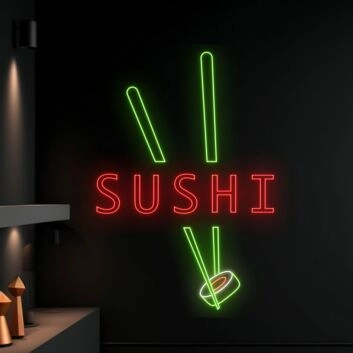 Sign Sushi Neon Led Sign Sashimi Japanese Logo Deco Sushi Wall Deco