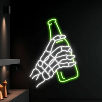 Skeleton Drinking Beer Led Neon Sign