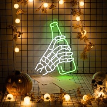 Skeleton Drinking Beer Led Neon Sign