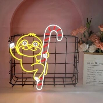 Sloth Climbing Candy Cane Sloth Christmas Led Sign