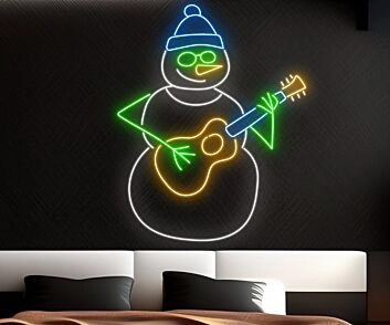 Snowman Play Guitar Christmas Led Neon Sign Snowman Merry Christmas Led Sign