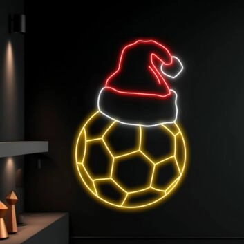 Soccer Ball Christmas Hat Led Neon Sign