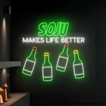 Soju Makes Life Better Logo Led Neon Sign Led Neon Sign Light Bar Club Wall Decor