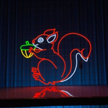 Squirrel Eating Chestnut Animal Led Light Led Neon Sign