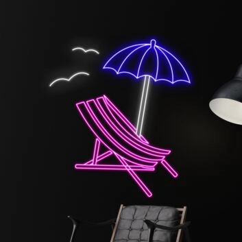 Summer Beach Chair Umbrella Led Neon Sign Beach Lover Neon Light