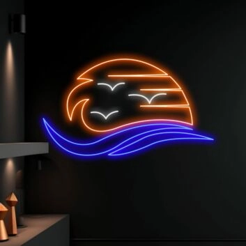 Sunrise Led Neon Sign Sea With The Sun Led Sign Summer Beach Lover Neon Light