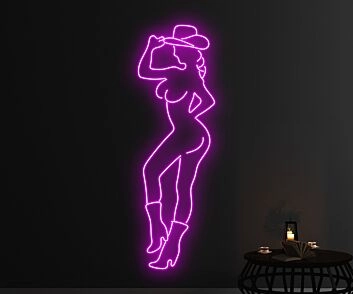 Texas Cowgirl Neon Led Sign Cowgirl Bar Hanging Led Neon Sign Light Bar Decor