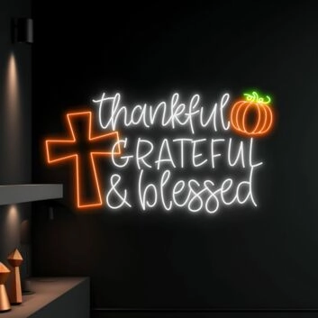 Thankful Grateful And Blessed Led Neon Sign