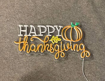 Thankful Grateful And Blessed Led Neon Sign Thanksgiving Pumpkin Led Neon Sign
