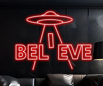 Ufo Believe Led Neon Sign Spaceman Decor