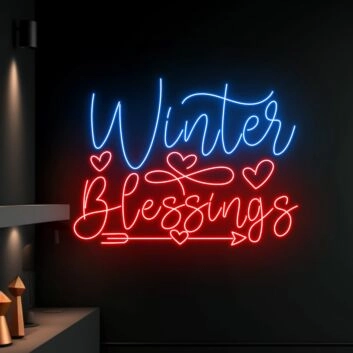 Winter Blessings Text Christmas Led Neon Sign Merry Christmas Neon Light Christmas Decor