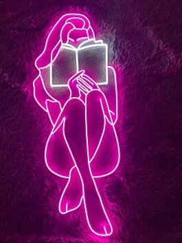 Woman Reading Book Led Neon Sign Woman Book Neon Led Sign Quote Bookworm Bedroom Deco