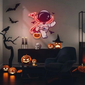 Astronaut Dracula Led Uv Neon Sign Halloween Decoration