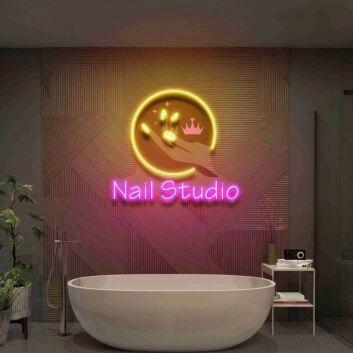 Hand Nails Studio Store Sign Hand And Lashes Led Uv Neon Sign