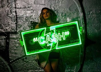 Cash Neon Sign Motivational Inspiration Illuminated
