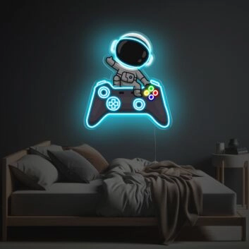 Astronaut With Gamepad LED Neon Acrylic Artwork