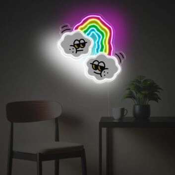 Clouds With Rainbow LED Neon Acrylic Artwork