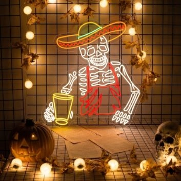 Mexico Skeleton Man LED Neon Sign 40 inch