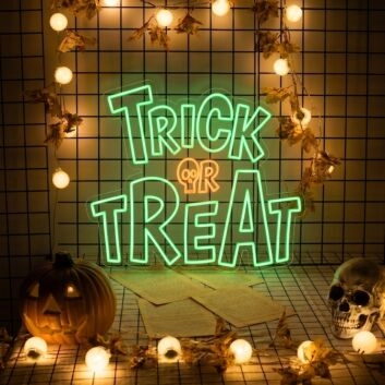 Trick Or Treat With Skull LED Neon Sign