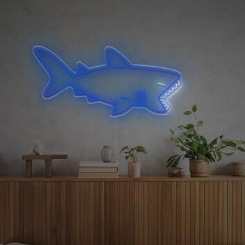 Fierce Big White Shark LED Neon Sign