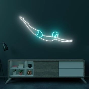 Cyan Diver LED Neon Sign