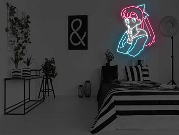 Anime Pondering Girl Neon Sign
