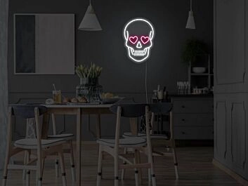 Heart Eyes Skull Neon Sign