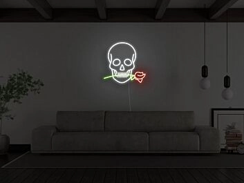 Skull With Rose Neon Sign
