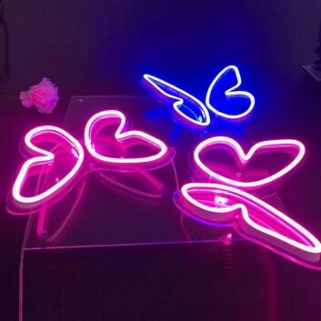 3 Butterflies On One Board Neon Sign
