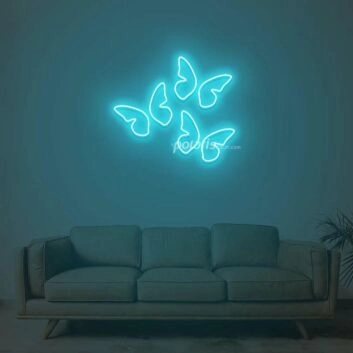 3 Butterflies On One Board Single Color Neon Sign