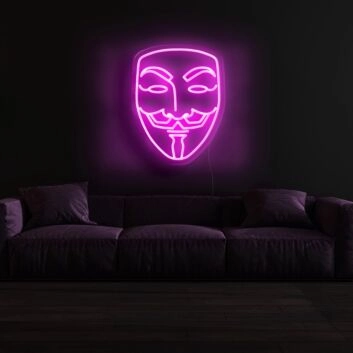 V for Vendetta Mask Neon Sign