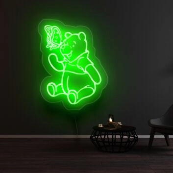 Winnie The Pooh And Butterfly Neon Sign