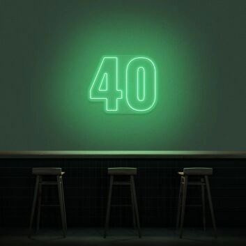 40 Neon Number Neon Sign