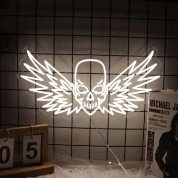 Flying Skull Neon Sign
