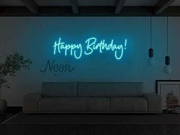 Happy Birthday Cursive Neon Sign