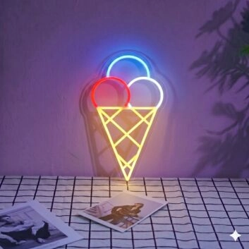 Ice Cream With 3 Balls Neon Sign