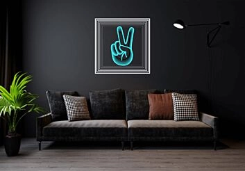 Peace Sign Light Blue Infinity Mirror Neon Sign