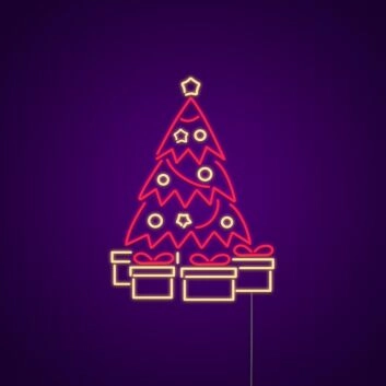 Christmas Tree Presents Neon Sign