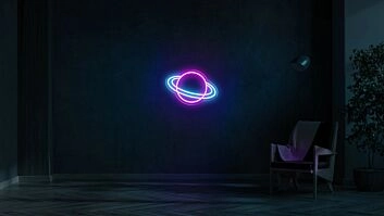 Double ring planet LED neon sign