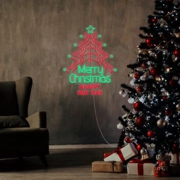 Merry Christmas And Happy New Year Neon Sign