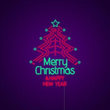 Merry Christmas And Happy New Year Neon Sign