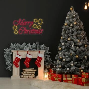 Merry Christmas Stars Neon Sign