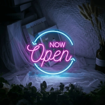Now Open Round Neon Sign